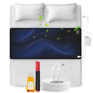 Terra Sol 27x60" Down to Ground Grounding Mat for Bed Queen & King | Verified Safe Setup | Wipe-Clean Carbon Vegan Leather | Socket Tester & Carbon Fiber Pen | 15ft Cord