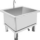 Commercial Floor Mount Mop Sink with Deep Basin & Faucet, Clog-Free Draining, Stainless Steel Laundry and Utility Sink for Restaurant, Garages, Basements/70Cm/27.6In