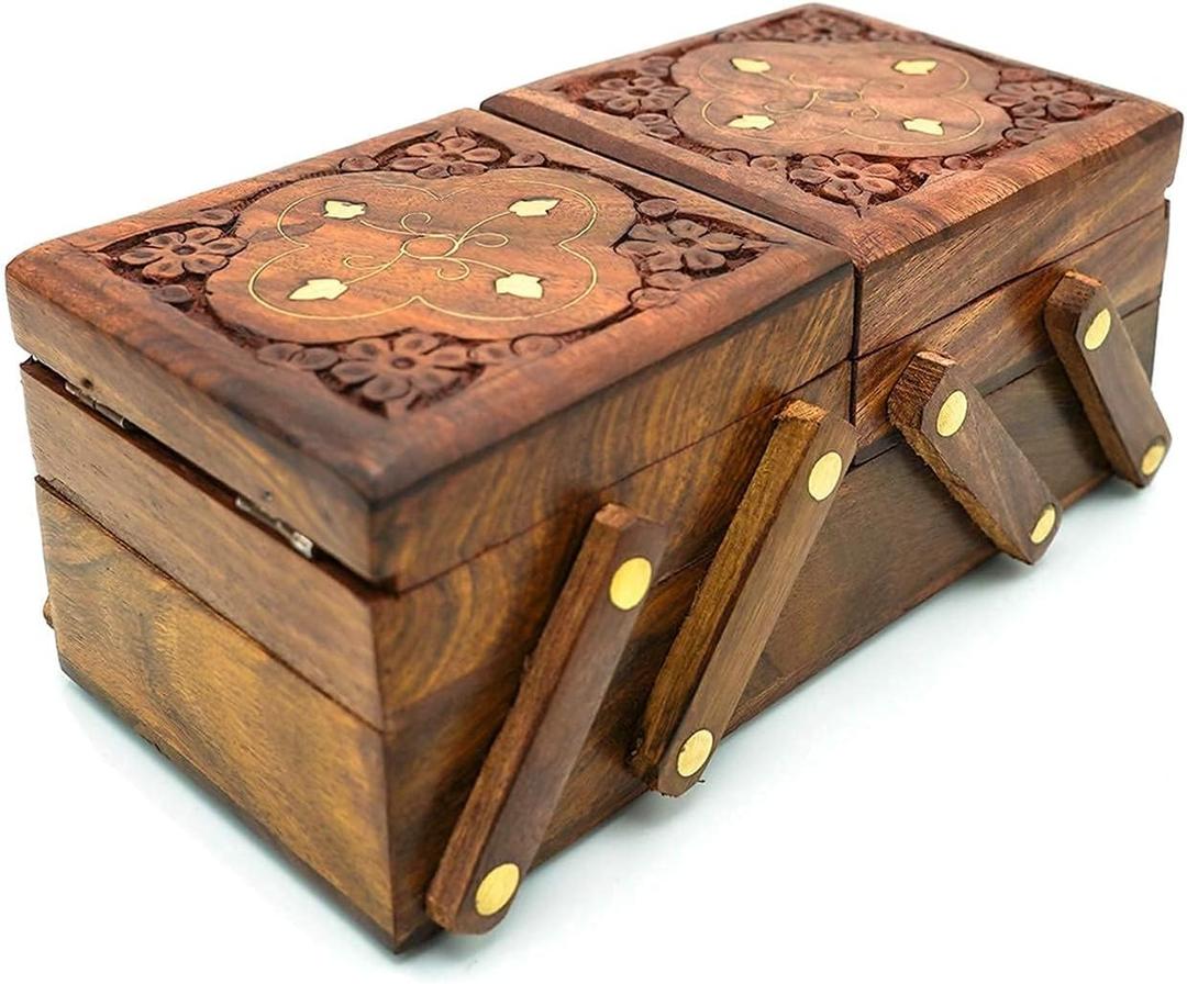 Wooden Jewelry Organizer - 3 in 1 Jewelry Box with Multiple Compartments for Rings, Necklaces, Earrings - Elegant Design for Home Storage and Gifts for Women - Durable and Stylish