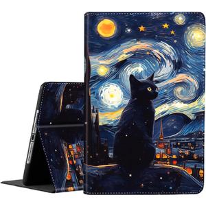 Case for iPad 9th/8th/7th Gen 2021/2020/2019 iPad 10.2 Inch Also Fit iPad Air 3th Gen 2019/iPad Pro 10.5 inch，Standing Cover with Auto Sleep/Wake， Cat Night Starry Art