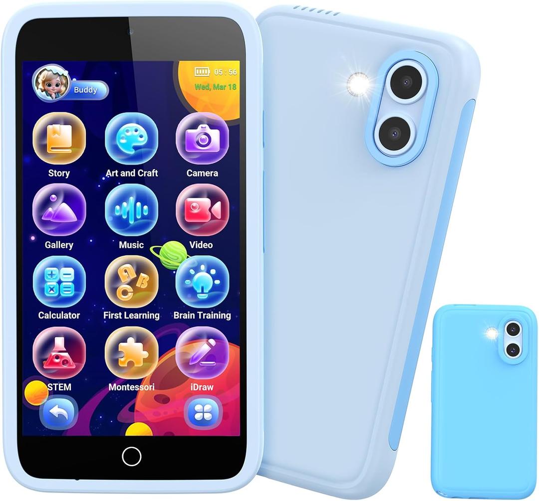 Kids Smart Phone, 3.97" Touchscreen Learning Toy with Dual Camera, 210+ Games, 190+ Drawing Activities, and 45+ Fun Stickers, 8GB Kids Cell Phone, Perfect Birthday for Ages 3-12