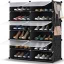 HOMIDEC Shoe Rack Organizer, 6 Tier Storage Cabinet 24 Pair Plastic Shoe Shelves for Closet Hallway Bedroom Entryway (Black)