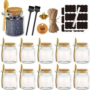 Sugar Scrub Containers, Bath Salt Jar, Spice Jars with Bamboo Spoon, Body Scrub Containers, 8oz Sugar Scrub Jars, Homemade Butter Container W/ Labels and Cleaning Brush, 12 Pack