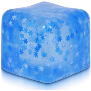 Adult-Size Snowflake 2.76inch/7cm Stress Cube Larger Than Mini Squishy Cubes, Slow-Rise Sensory Fidget for Stress Relief, Focus & Light Hand Exercise Safe for Ages 3+ (Blue)