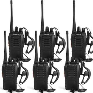 Long Range Walkie Talkies Rechargeable Two-Way Radios with Earpiece, Walkie Talkies for Adults 16-Channel UHF 400-470MHz (Pack of 6)