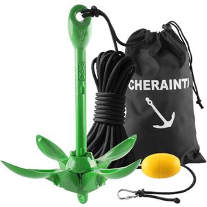 CHERAINTI Kayak Anchor, 3.5 Lb Folding Marine Grapnel Anchor Kit with 40ft Rope and Buoy for Kayaks Jet Ski SUP Paddle Boards PWC Inflatable Small Boat Canoes Fishing, Kayaking & Boating Accessories