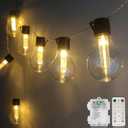 Vintage Christmas Lights Battery Powered 6.5Ft 10 LED Edison Hanging Lights with Remote Timer, Indoor Fairy Lights Shatterproof Outdoor Patio String Lights for Bedroom Garden Camping Christmas Decor