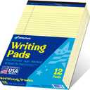 8.5"x11" Legal Pads,Wide Ruled,Canary Paper,12 Pack,50 Sheets Per Writing Pad,Micro perforated Writing Pad,BL-MCY50W-12PAD
