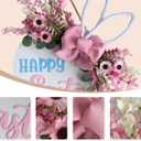 Idyllic Easter Wreaths for Front Door, 16" Spring Pink Flower Wreath with Happy Easter Sign for Spring Summer Porch Window Wall Farmhouse Decor