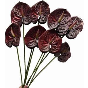 8pcs Artificial Anthurium Flowers Lifelike Flower 5.5" Head for Table Centerpieces Bridal Wedding Festival Christmas Hotel Home Floral Decor (Burgundy)