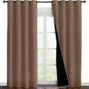 NICETOWN Warm Curtains for Winter, 100% Blackout Curtains Thermal, Noise Reduction and Privacy Curtains for Patio Door, Black Lined Blackout Drapes with Grommet Top, Cappuccino, 1 Pair, W55 x L86
