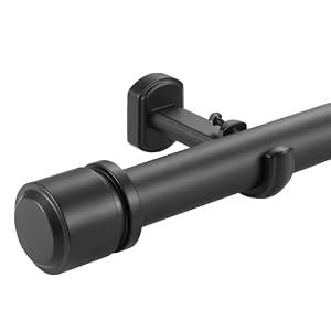 1 1/ 8 Inch Diameter Curtain Rods 144 to 240 Inches(12-20ft), Telescoping Heavy Duty Large Drapery Rod with Adjustable Aluminum Alloy Bracket, Solid End Caps for Windows Patio Decoration, Matte Black
