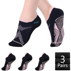 BRISIRA Pilates Socks with Grips Women Non Slip Grippy Yoga Socks Coolmax Bamboo Viscose Compression Barre Hospital Barefoot
