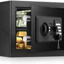 0.6 Cubic Feet Small Fire Safe Box for Home Use, Security Safe and Lock Box with Digital Keypad, Spare Keys, Dorm Room Safes for Money, Jewelry, ID Documents