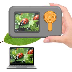 1200X Camera Microscope for Kids with 2 inch Screen STEM Rechargeable Digital Science Kit Handheld Zoom with Photo and Video Gift for Ages 6-12 (Grey)