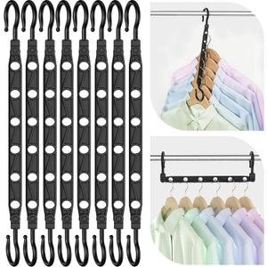 Space Saving Hangers for 48 Clothes, Reinforced Collapsible Hangers with 360 Swivel Hook, Hanger Hooks Space Saver for Closet Organizers and Storage, Dorm Room Essentials, Fully Assembled, Black