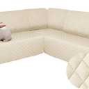 Sectional Couch Covers Waterproof 6PCS L Shaped Couch Cover Washable Non Slip Sectional Sofa Slipcovers Soft Large U Shape Corner Sofa Protector for Pet Dogs Cats Kids (XX-Large, Beige)