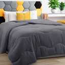 Lightweight Comforter Cooling Grey, All Season Duvet Insert Breathable Twin Size Summer Bedding, Soft Microfiber Cool Down Alternative Quilt with Corner Tabs, 64x88 inch (Gray)