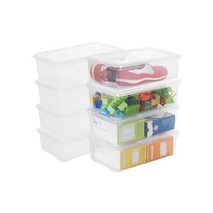 Naivees Plastic Shoe Boxes 8 PCS Clear Stackable Storage Bins with Lids See-Through Rectangular Storage Boxes Durable Lidded Shoe Boxes for Home and Art Supplies (Clear)