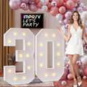 imprsv 4FT Marquee Numbers 30,DIY Light Up Numbers for 30th Birthday Decorations, Party Decorations,Anniversary Party Decor,Mosaic Number for Balloons Number 30,Pre-Cut Foam Board Kit