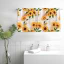 Vintage Sunflower Hand Towels for Bathroom,Yellow Flower Hand Bath Towels Soft Absorbent Dish Towels for Kitchen Bathroom Gym Beach Decorative Towels,Set of 2