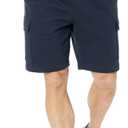 Amazon Essentials Men's Fleece Cargo Short (Large, Navy)