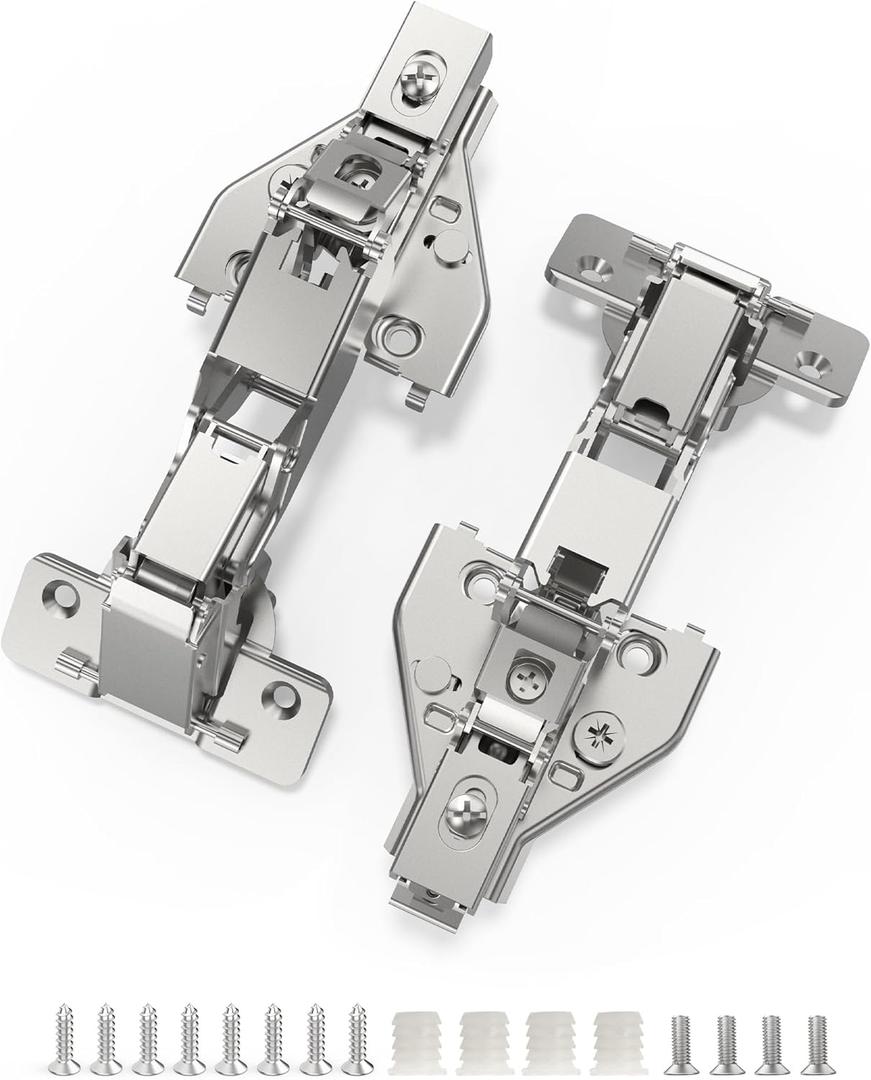 Chibery 2 Pack 165 Degree Soft Close Kitchen Corner Hinges, Lazy Susan Cabinets, Face Frame, Clip On Plate for Easy Installation, Hidden Face Mount, 3D Concealed Slow Self Closing for Folden Cupboard