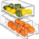 Sorbus Medium Clear Storage Drawers (2 Pack)  Stackable Organizer Drawers for Fridge, Pantry, Kitchen  Pull-Out Storage Bins with Handles, Slide Out Acrylic Drawers