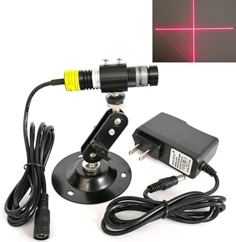 Red Cross Line Light Cross Hair Module Generator Projector Placement Position Guide for Wood Stone Screen Printing Heat Press Cloth Fabric Cutting Alignment (+AC-DC adpter+Holder, Red Cross)