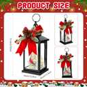 Tuanse 2 Pcs Christmas Decorative Lanterns Metal Christmas Hanging Lighted Lantern Vintage Cardinal Decorative Holiday Decorations Gifts with LED Lights for Indoor Outdoor Home Table Porch