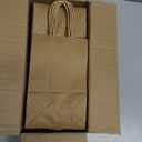 Toovip 50 Pack 5.25x3.25x8.25 Inch Small Plain Brown Kraft Paper Bags with Handles Bulk, Gift Bags for Favor Grocery Retail Party Birthday Shopping Business Goody Craft Merchandise Take Out Sacks