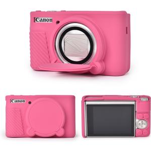 MUZIRI KINOKOO Silicone Case Compatible for Canon Powershot SX740/SX730 HS Digital Camera - Soft Rubber Protective Sleeve with Removable Lens Cover - Anti-Slip & Anti-Scratch - Rose Red