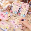 Saypacck 24 Pcs Cat Party Favors Wooden Painting Craft Kits Birthday Party Supplies with Organza Bag for Goodie Bags Fillers Adult Thank You Gifts