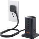 Charging Station for Multiple Devices, TESSAN 9-in-1 USB C Power Strip for iPhone 17/16/15, MacBook, Tablet, Desktop Phone Fast Charger with 3 AC, USB Charger, Home Drom Office Accessories, Black-30W