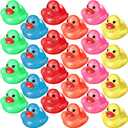 Leitee 24 Pcs Glitter Rubber Duck Assortment Duckies for Kids Colorful Glitter Mini Ducks Neon Color Ducky Bath Toys for Birthday Gifts Baby Shower Decorations Summer Beach Pool Activity Favor 1.6''