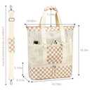 Bluboon Mesh Beach Tote Bag with Cooler Compartment Insulated Detachable Picnic Bag with Zipper and Pocket Pool Bag for Women (A-brown White Grid)