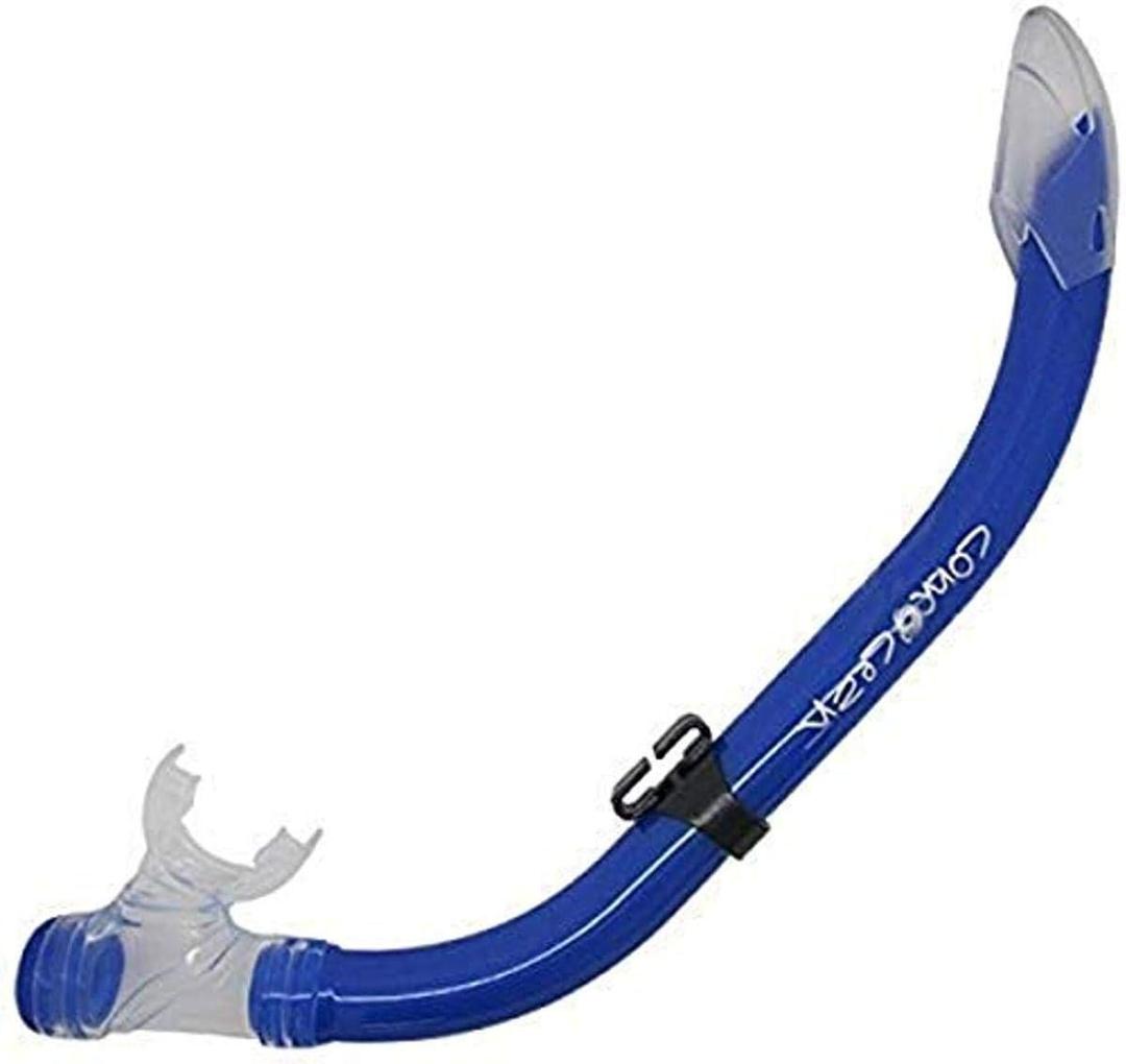 Scuba Choice Comocean Youth Kids Snorkel with Silicone Purge Valve & Clear Splash Guard  Effortless Water Clearing, Comfortable & Safe for Beginners and Experts - Perfect for Snorkeling  Blue