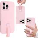 SOKAD for iPhone 16 Pro Max Case with Finger Strap, Slim Liquid Silicone Rubber 3 Layers Phone Case with Finger Grip for Women Men, Full Camera Protection Shockproof Case Cover, Pink