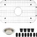 Kitchen Sink Grid 26-1/8"x14-1/4 - Heavy Duty Kitchen Sink Protector with Built-in Strainer & Center Drain, Non-Slip Rubber Feet & Scratch Resistant Bottom Guard