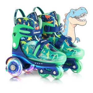 Kids Roller Skates for Beginners - ZOOBLISS Toddler Roller Skates for Boys and Girls Ages 3-7 with Light-Up Wheels & 4 Adjustable Sizes, Tri-Wheel Training Skates for Kids, XS