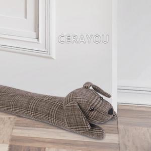 36 Inch Heavy Duty Under Door Draft Stopper, Cute Animals Shape Door & Window Draft Guard to Save Energy, Decorative Weighted Bottom Insulation Stopper Noise Air Wind Dust Blocker, Plaid Dog