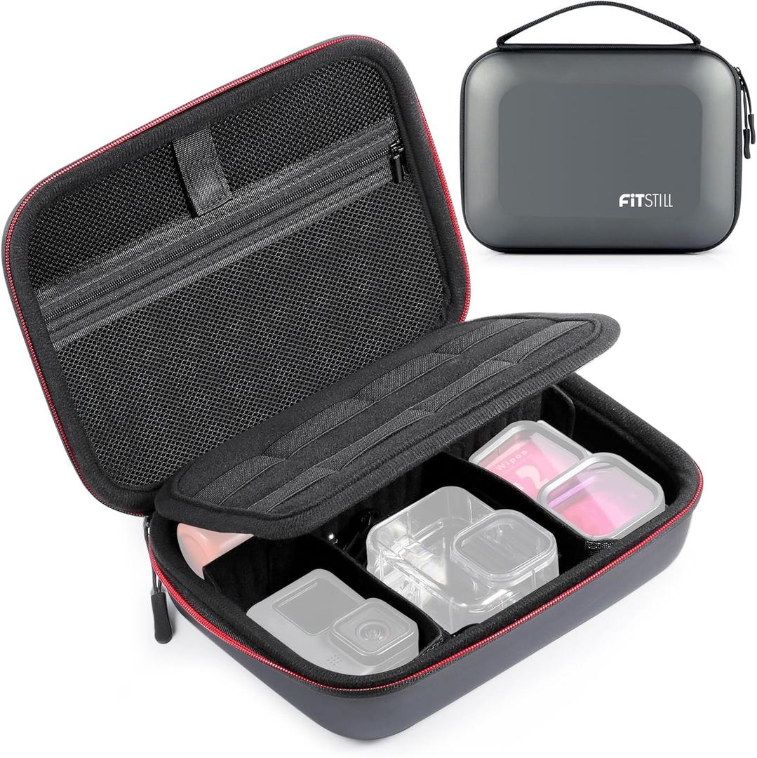 FiTSTILL Carrying Travel Storage Case for DJI Action 5 Pro/4/3/2,Go Pro Hero 13/12/11/10/9/8/7/6/5/Hero 4K,MAX2/MAX360 2025,insta 360 X5 X4 X3,GO Ultra,AcePro2/AcePro,DIY Large Capacity Accessory