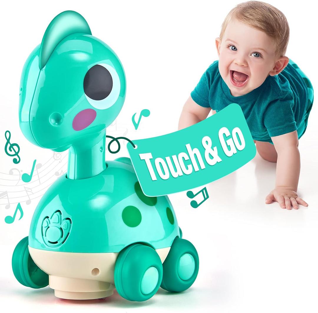 CubicFun Baby Toys 12 16 Months, Crawling Dinosaur Baby Toy, Touch and Go Dino Moving Toys for Baby, Tummy Time Dinosaur Infant Toys, Gifts for 1 Year Old Boy Baby Boy