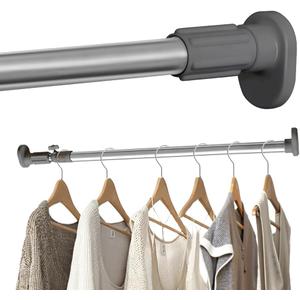 Hershii Expandable Window Shower Curtain Tension Rod Oval Head Clothes Hanging Bar Rail for Closet Wardrobe, No Drilling, 25.4mm Pipe Diameter (19.68-31.49 inches, Grey)