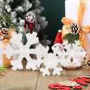 Bucherry 3 Pcs Winter Wooden Snowflake Decor Rustic Winter Snowflake Table Signs Wonderland Wood Blocks Farmhouse Christmas Tiered Tray Decorations for Xmas Table Shelf(Glitter White)