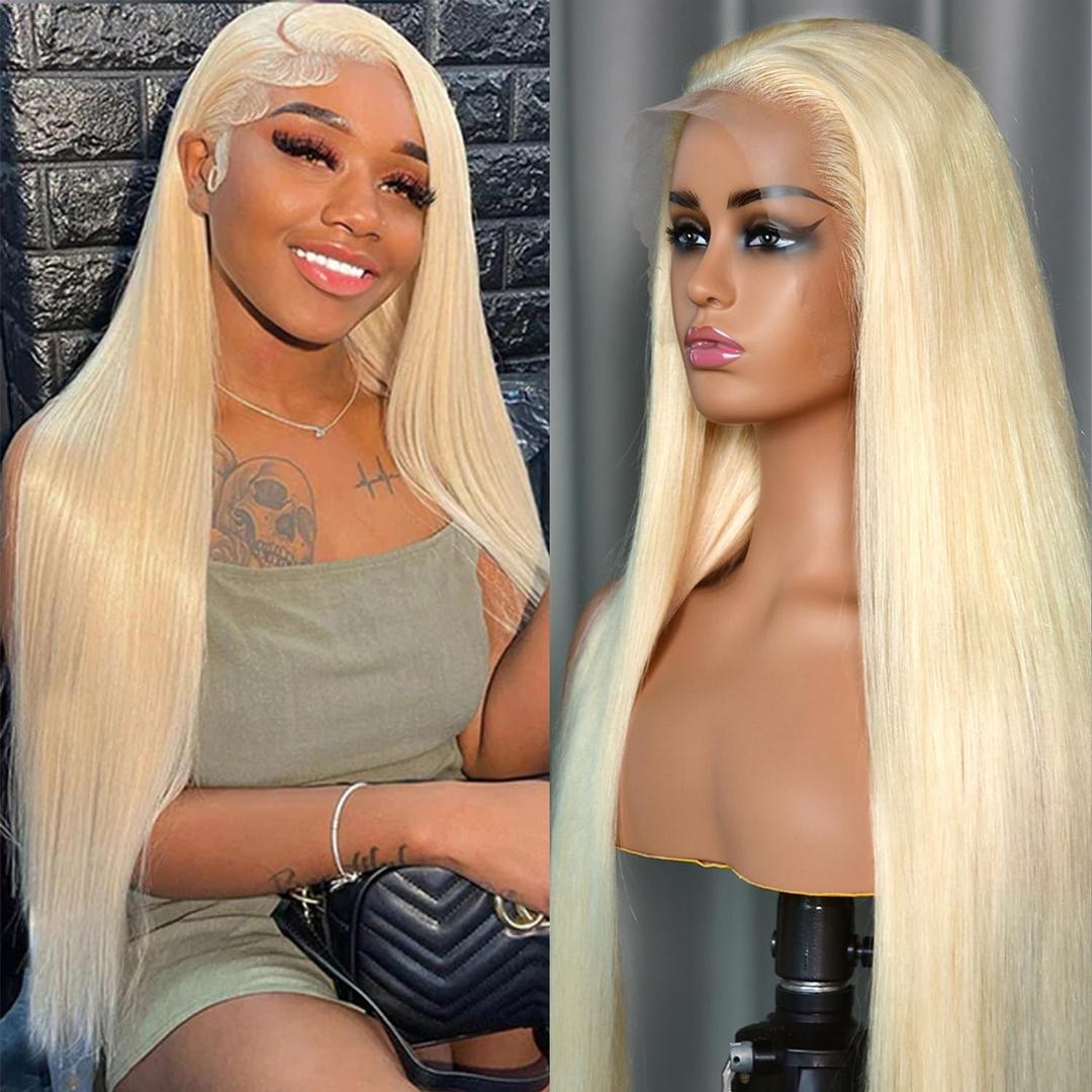 30 Inch 613 13x6 Lace Front Wig Human Hair 200 Density 613 Lace Front Wig Human Hair Straight Blonde Wig Human Hair Blonde Lace Frontal Wigs Pre Plucked (30 Inch, 613 13x6 Straight)