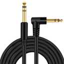 1/4 Inch TRS Instrument Cable 3Ft 2pack,BELIPRO 6.35mm TRS to 6.35mm TRS Stereo Audio Cable Male to Male Right-Angle-to-Straight for Electric Guitar, Bass, Keyboard,Mixer,Amplifier,Speaker,Equalizer (Black)
