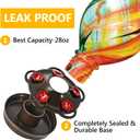 LUJII Ice Cream Shaped Spiral Hummingbird Feeder for Outdoors Hanging, Hand Blown Glass, 28 fl.oz, Leak Proof & Rustproof, Includes an Ant Moat, Unique Garden, Outside & Backyard Decor (Ribbon)