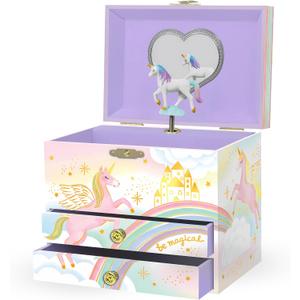 Giggle & Honey Musical Jewelry Box for Girls,Unicorn Toys for Girls 4-6, Unicorn Easter Gifts for Kids