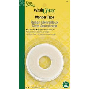 Dritz Wash-A-Way Wonder Tape, Double-Sided, 1/4" x 25-Yards, 1 Roll, White